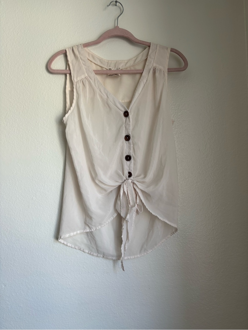 Jella Couture Cream Button-Front Tie Hem Camisole